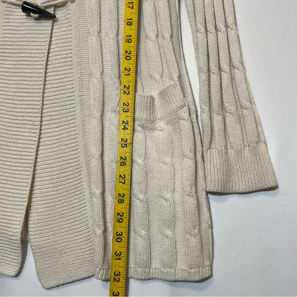 Talbots Cardigan Sweater Cable Knit Shawl Collar Large Petite Wool Cotton blend - Picture 5 of 8